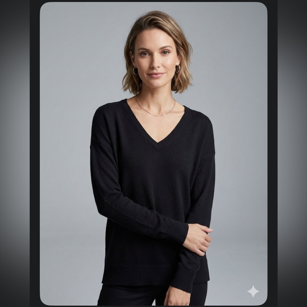 Boden Black V-Neck Wool Blend Women's Sweater